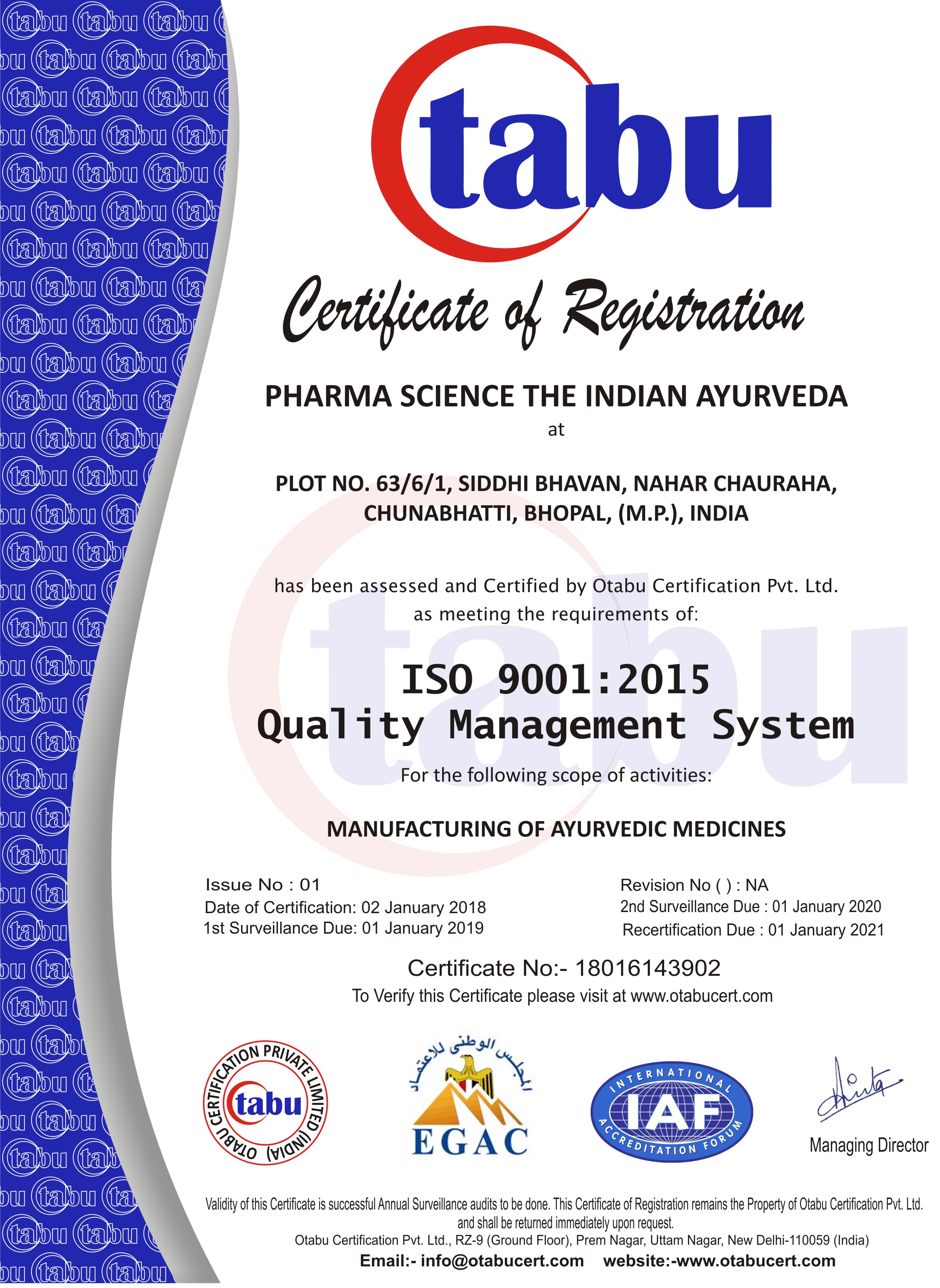 Legal And Certificates Pharmascience